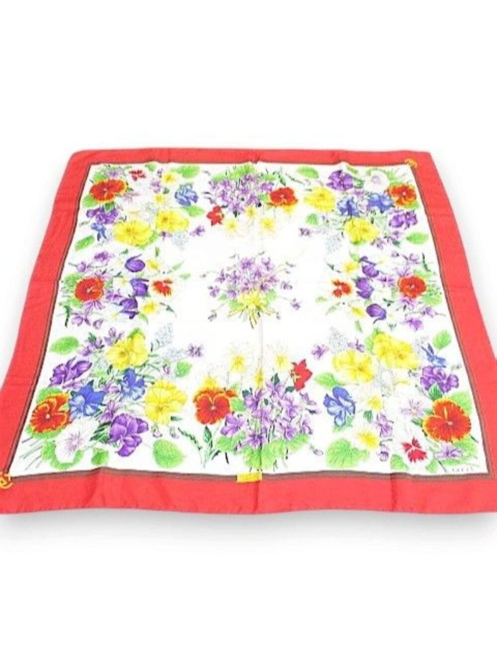 Gucci Viole Large Scarf Flora Floral Pattern Flower Silk White